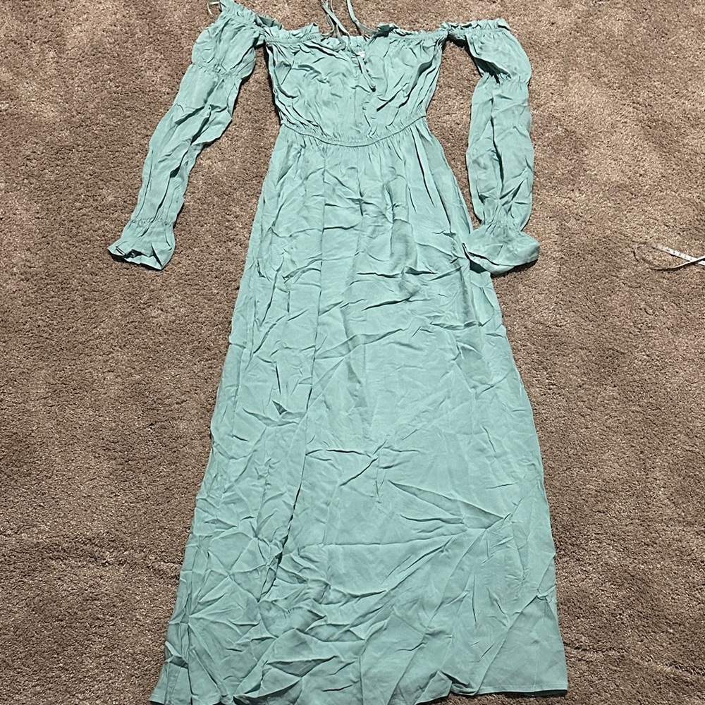 Chic Off-Shoulder Teal Dress